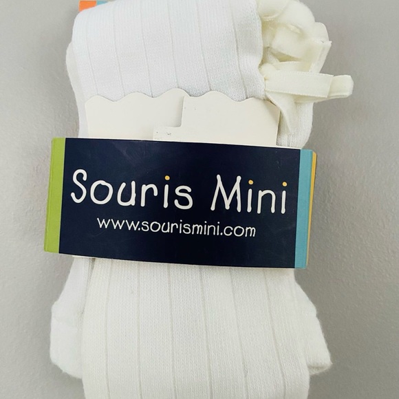 3 for $45_ Souris mini baby white tights 80% cotton, 15% nylon, 5% elastane - Picture 2 of 10